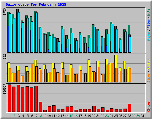 Daily usage for February 2025